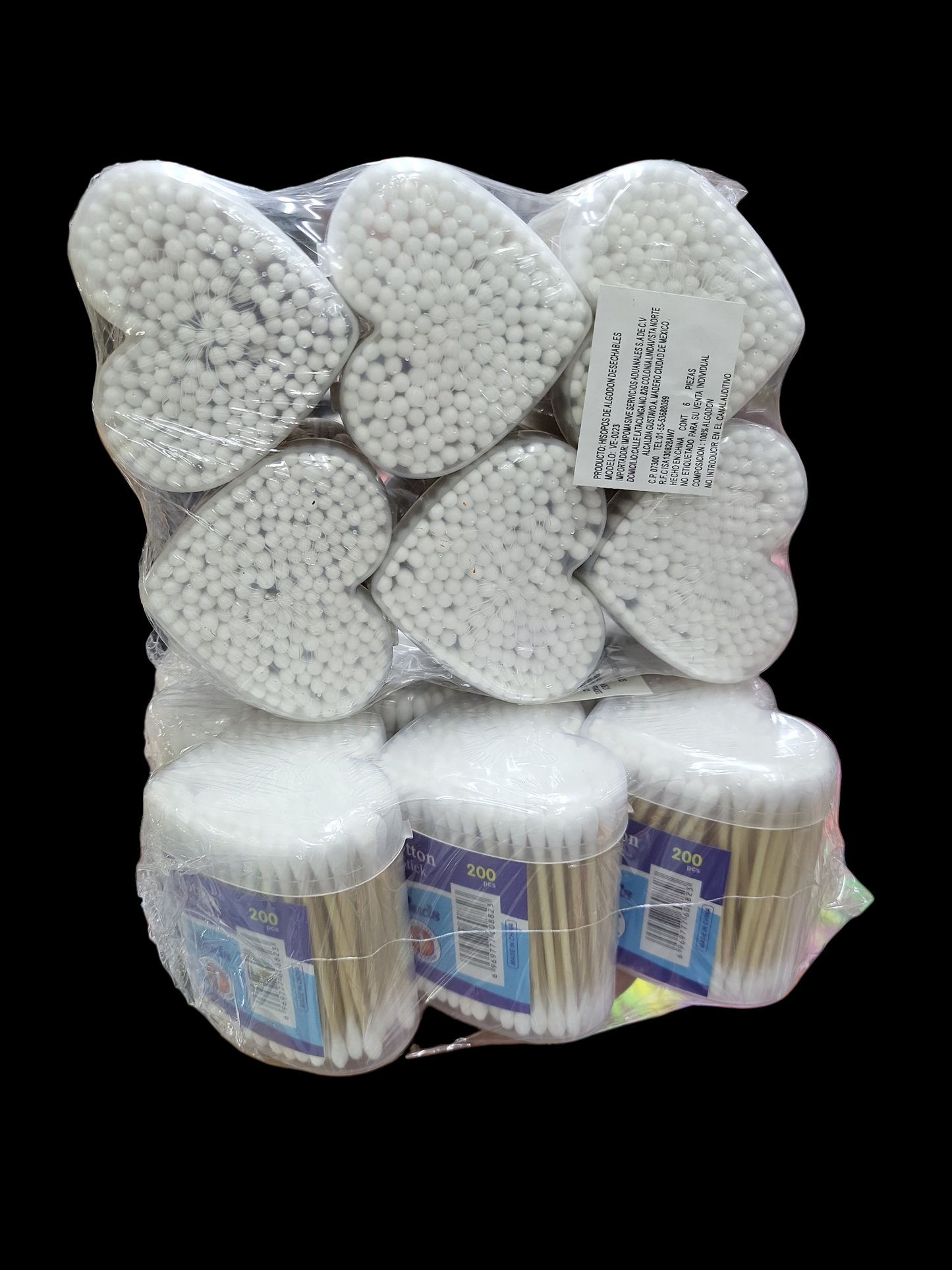 cotonete mediano con 6 corazon tve-0023