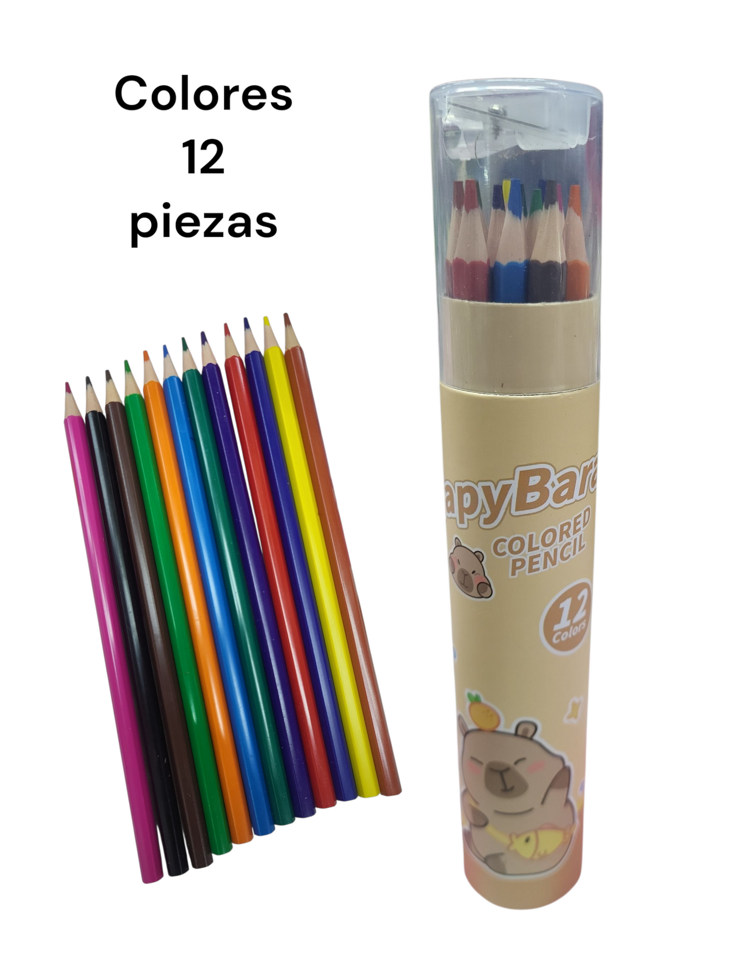Colores tubo con sacapuntas 12 pzs UA-2530C