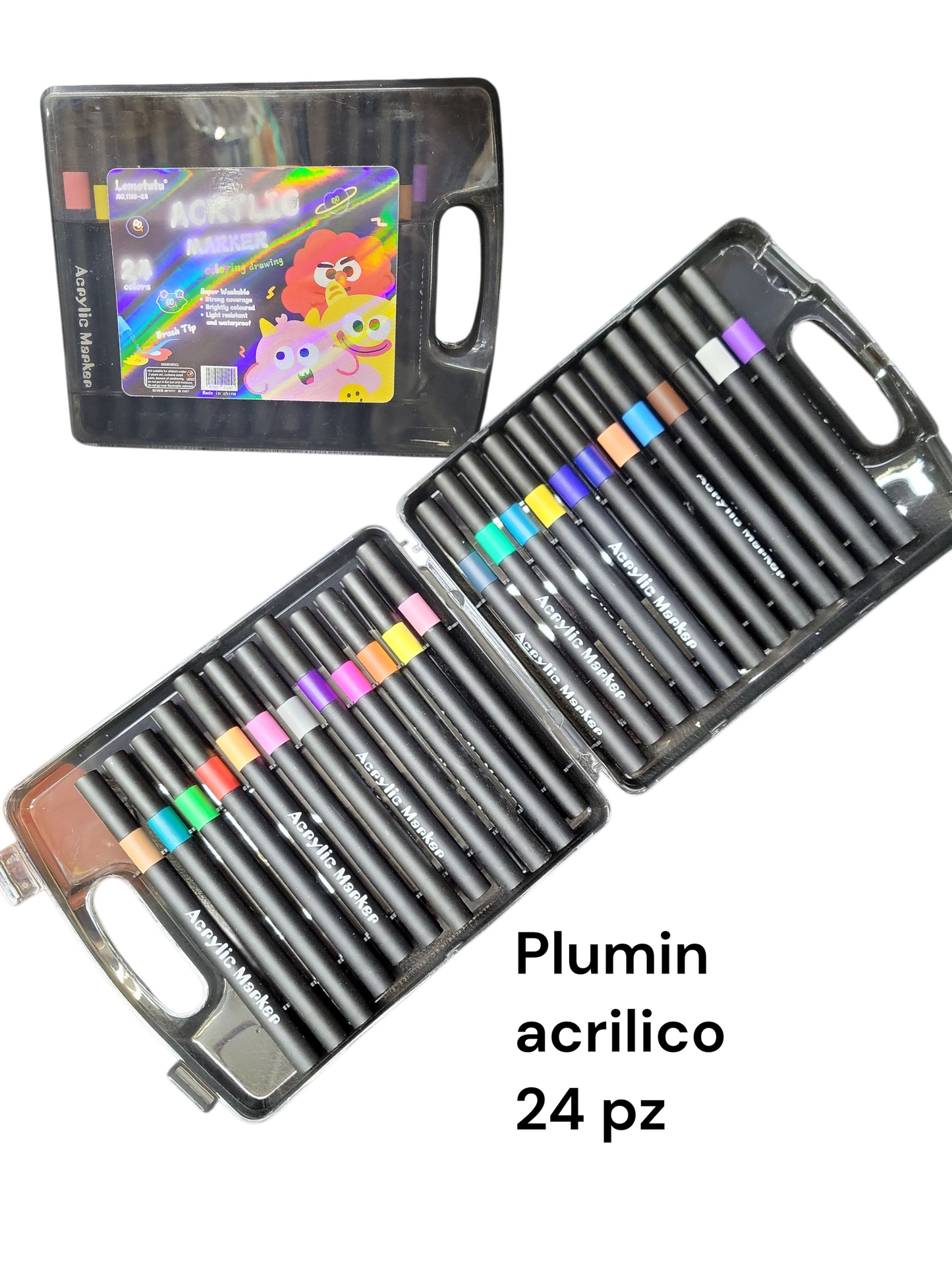 plumin acrilico stuche negro con 24z