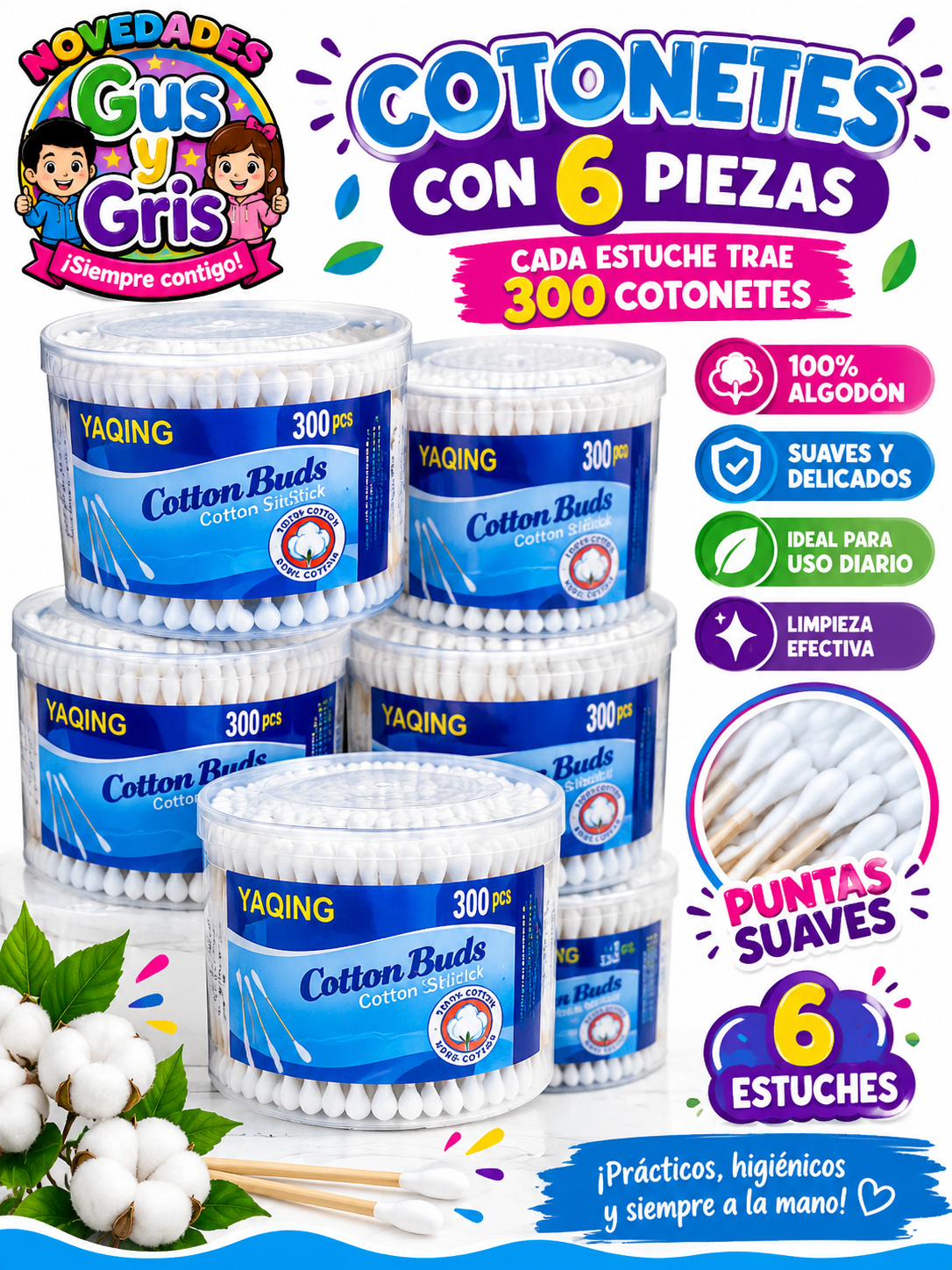 Cotonete grande con 6 ve-0025
