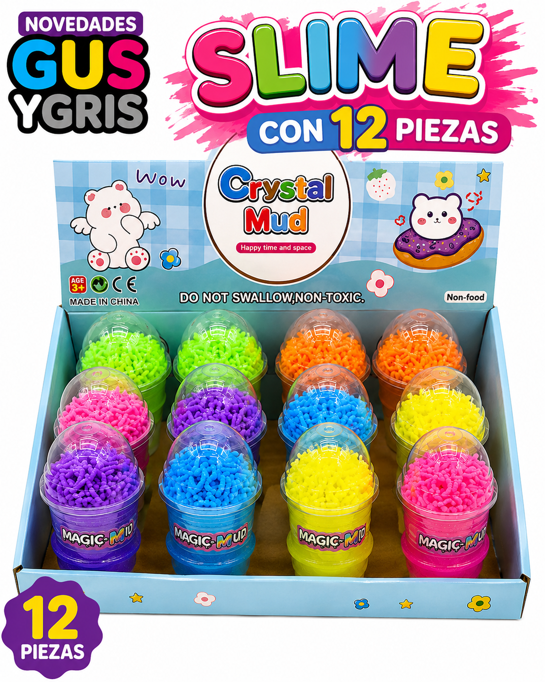 Slime helado con gusanitos con 12 piezas tg-142-78
