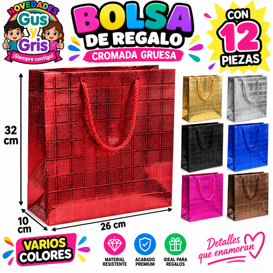 bolsa de regalo grueza brillo con 12 piezas te-0532g