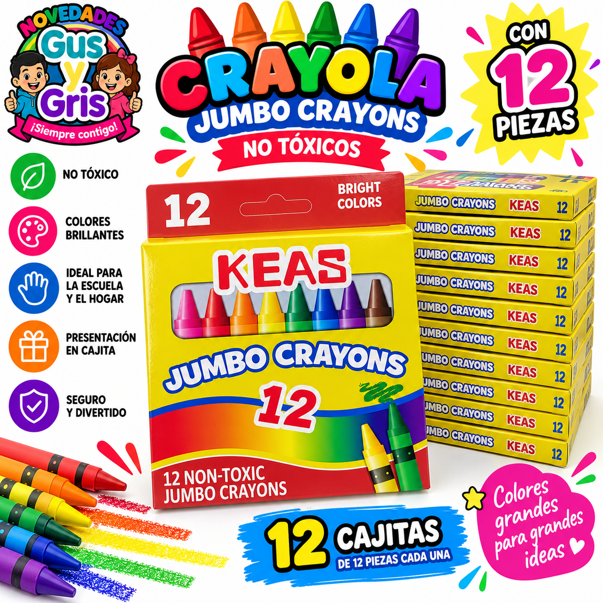 crayola con 12 cajita cafe
