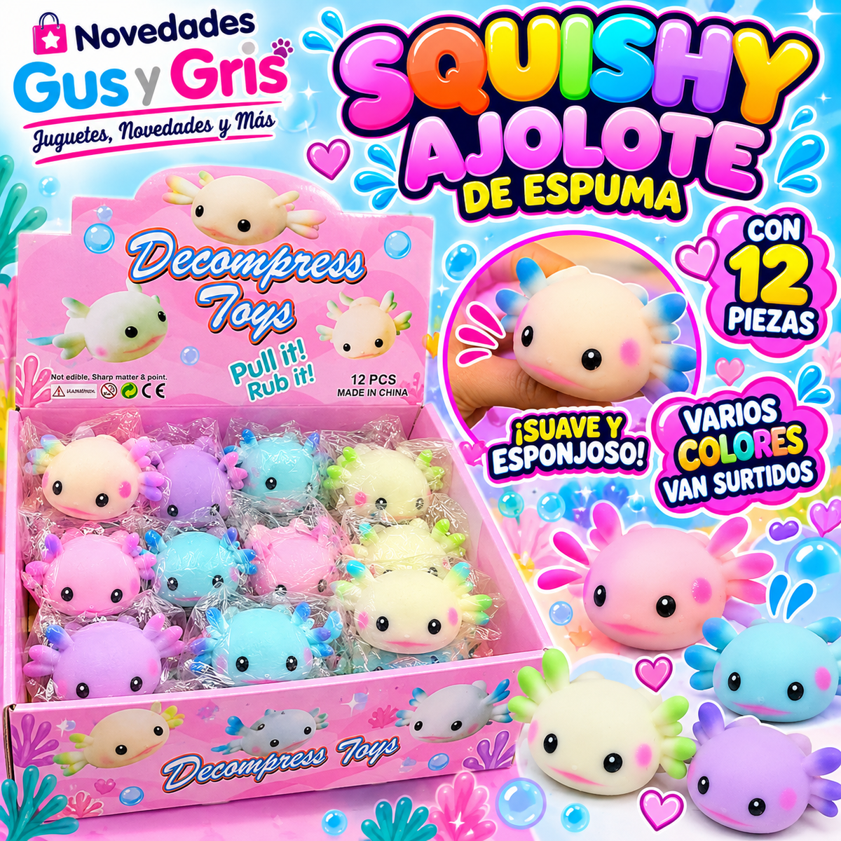 squisy ajolote pastel con 12 L-254