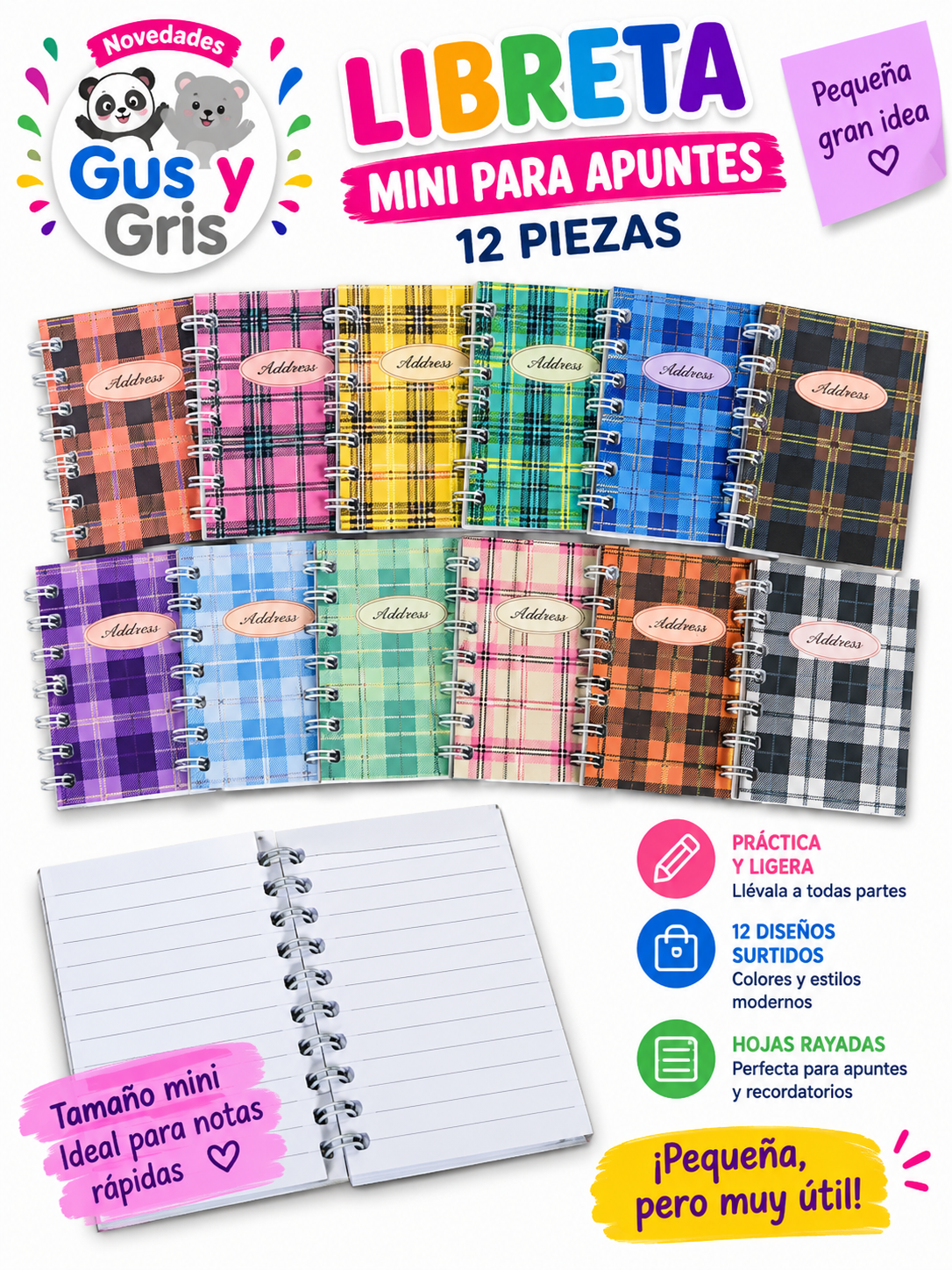 libreta cuadros con 12 ub-3019