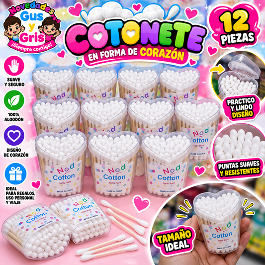 Cotonete corazon con 12  ve-0016B