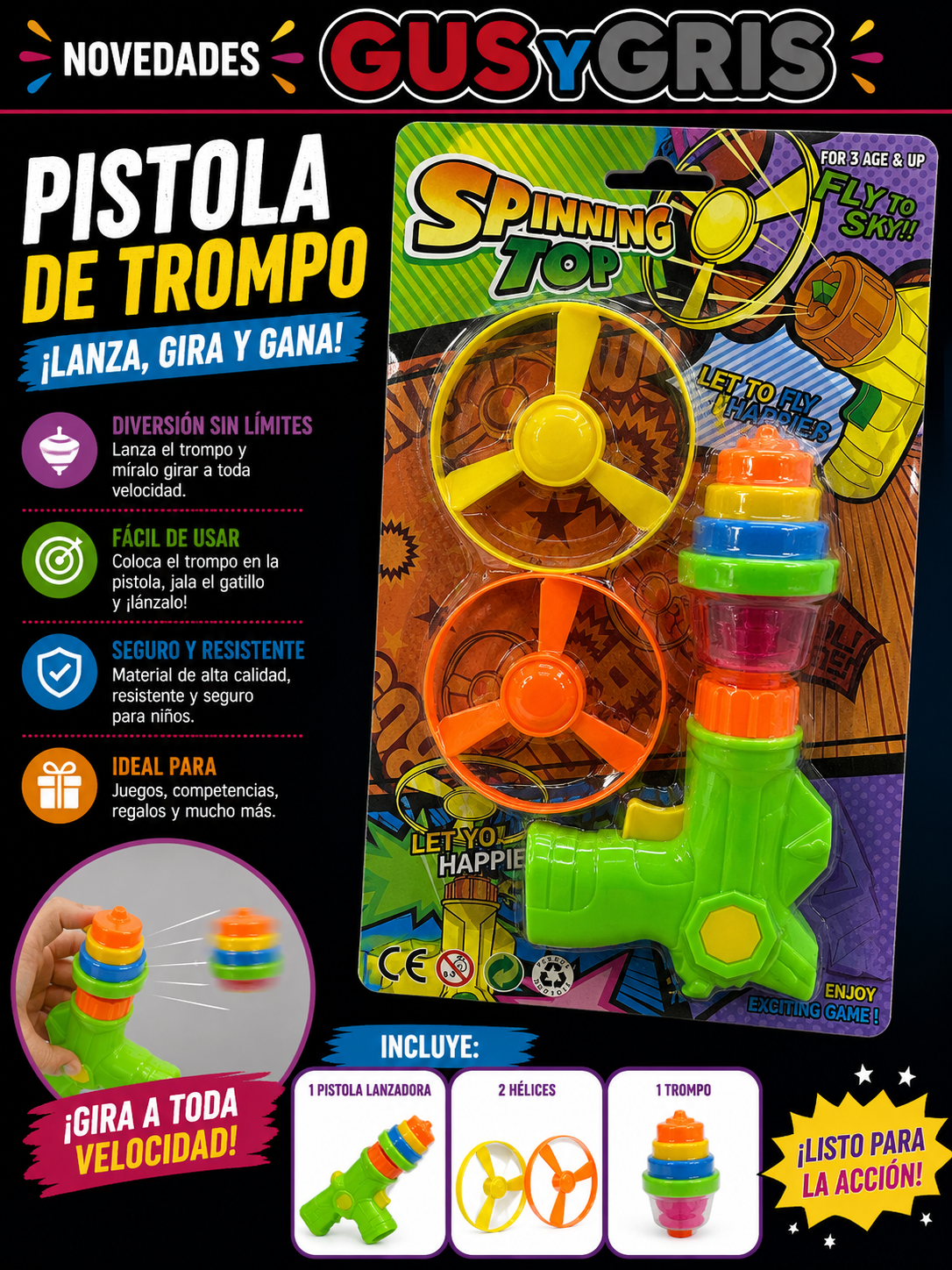Blister Pistola Trompo Elice
