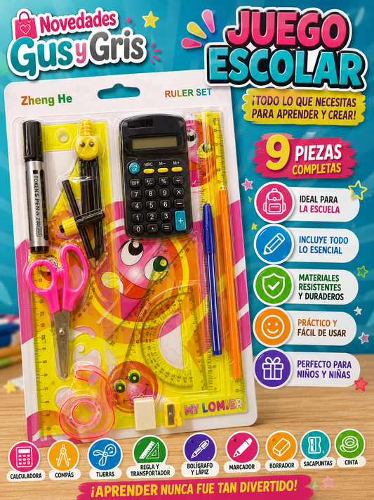 Juego escolar geometrico calculadora ud-3016d-3