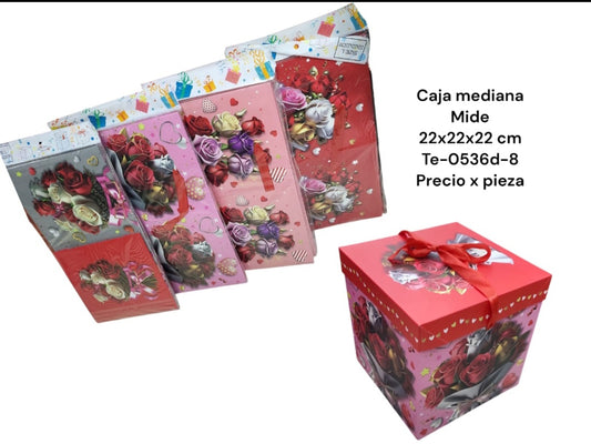 Caja Regalo Flores Mediana Te-0536d-8