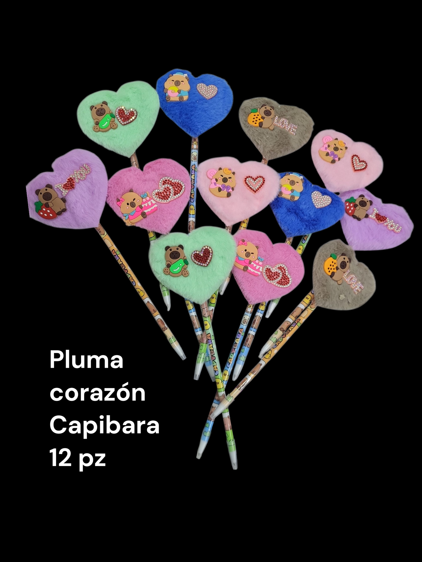 Pluma corazon capibara con 12 ua-2518B