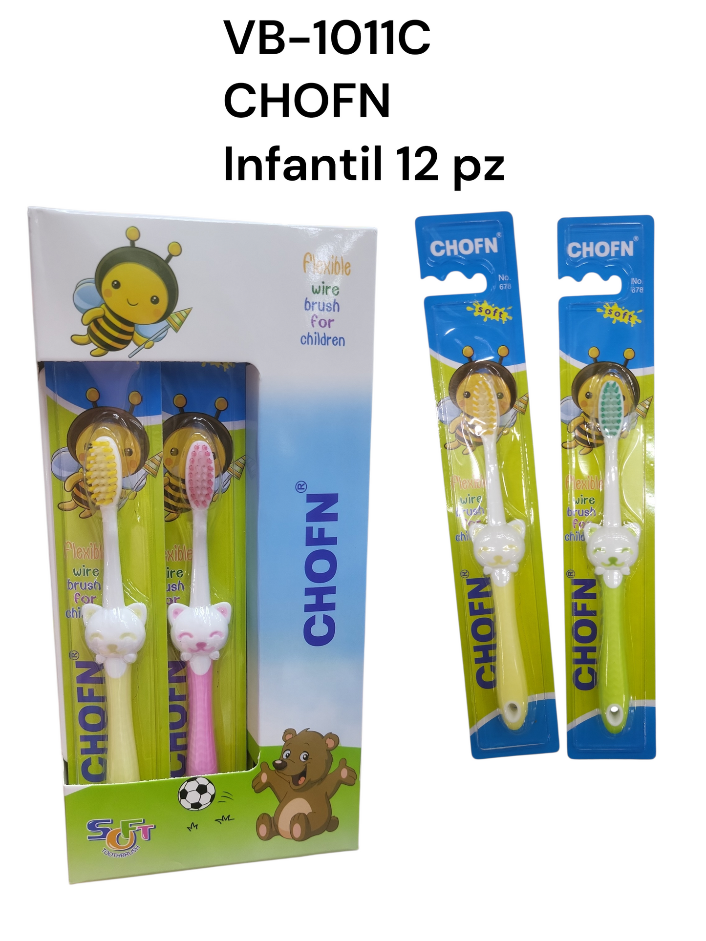 Cepillo de dientes infantil con 12 pz CHOFN VB-1011C
