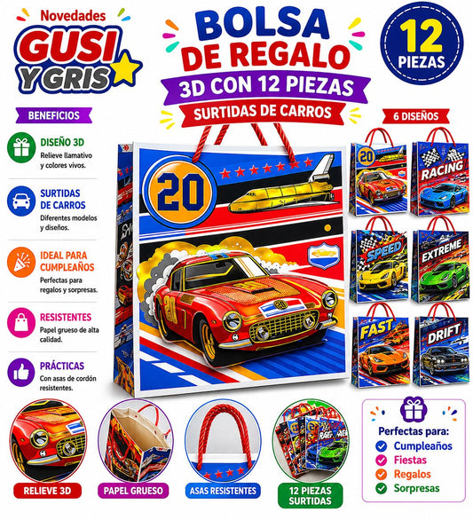 Bolsa de regalo 3D carro con 12 te-0532f-10