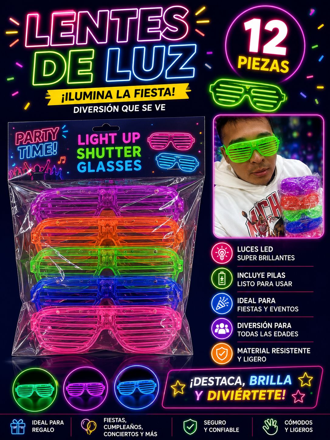 Lentes de luz con 12 rf-1011