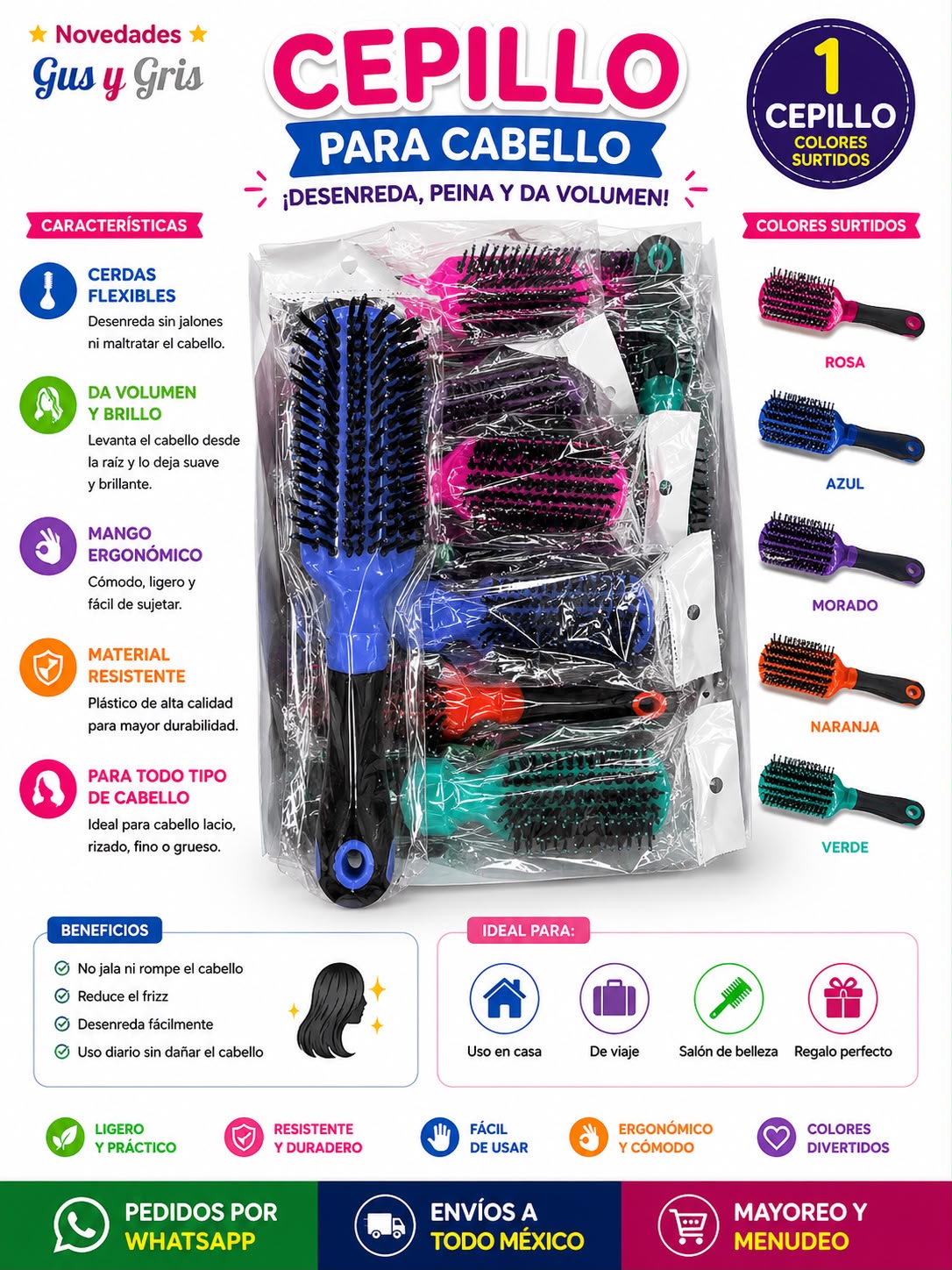 cepillo plastico 1 pieza