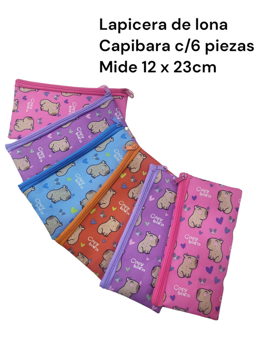 lapicera lona capibara 6 piezas