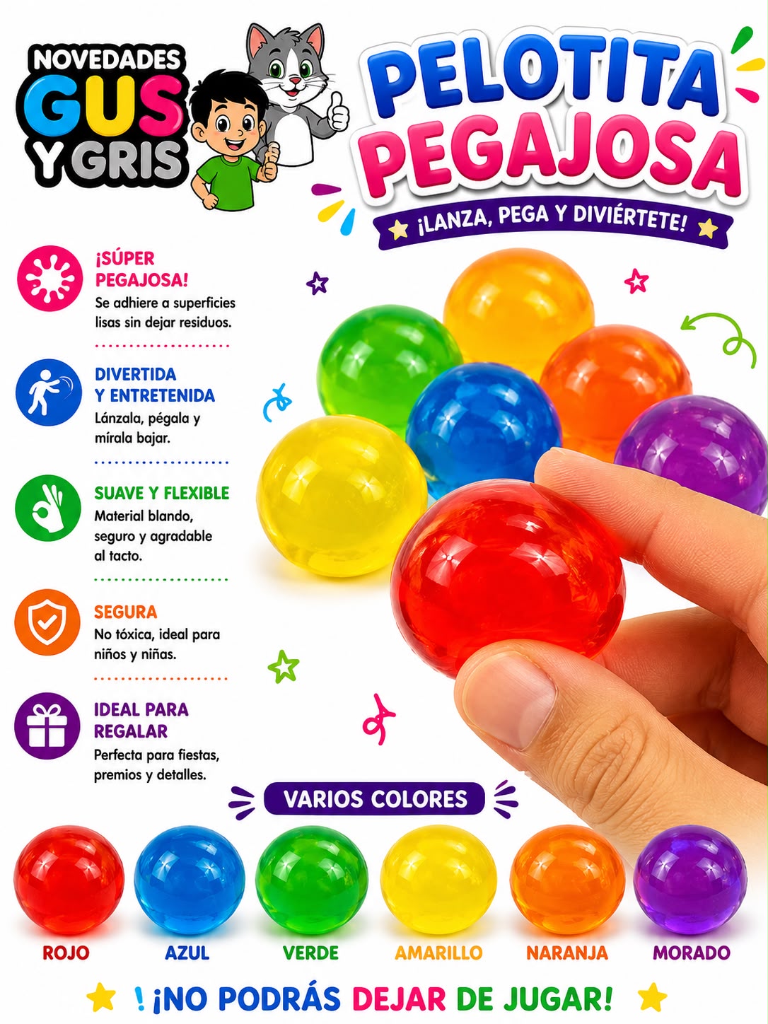 pelota pegajosa con 36 pzs