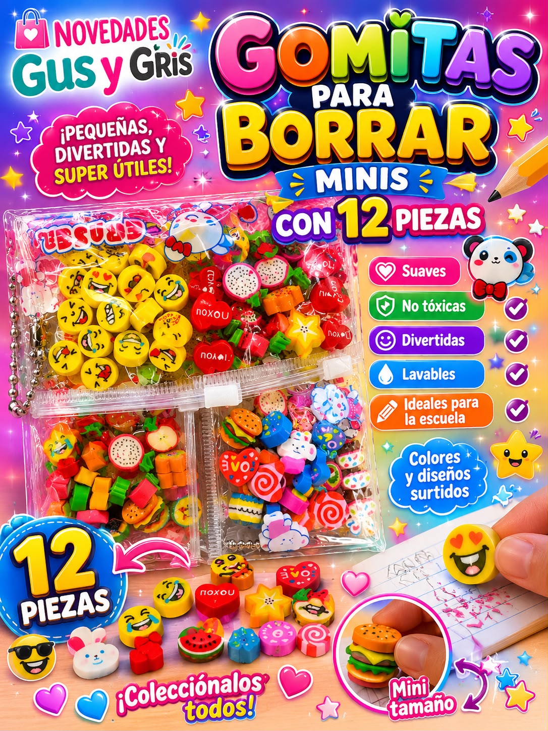 goma bolsa mini con 12 pz ud-1600