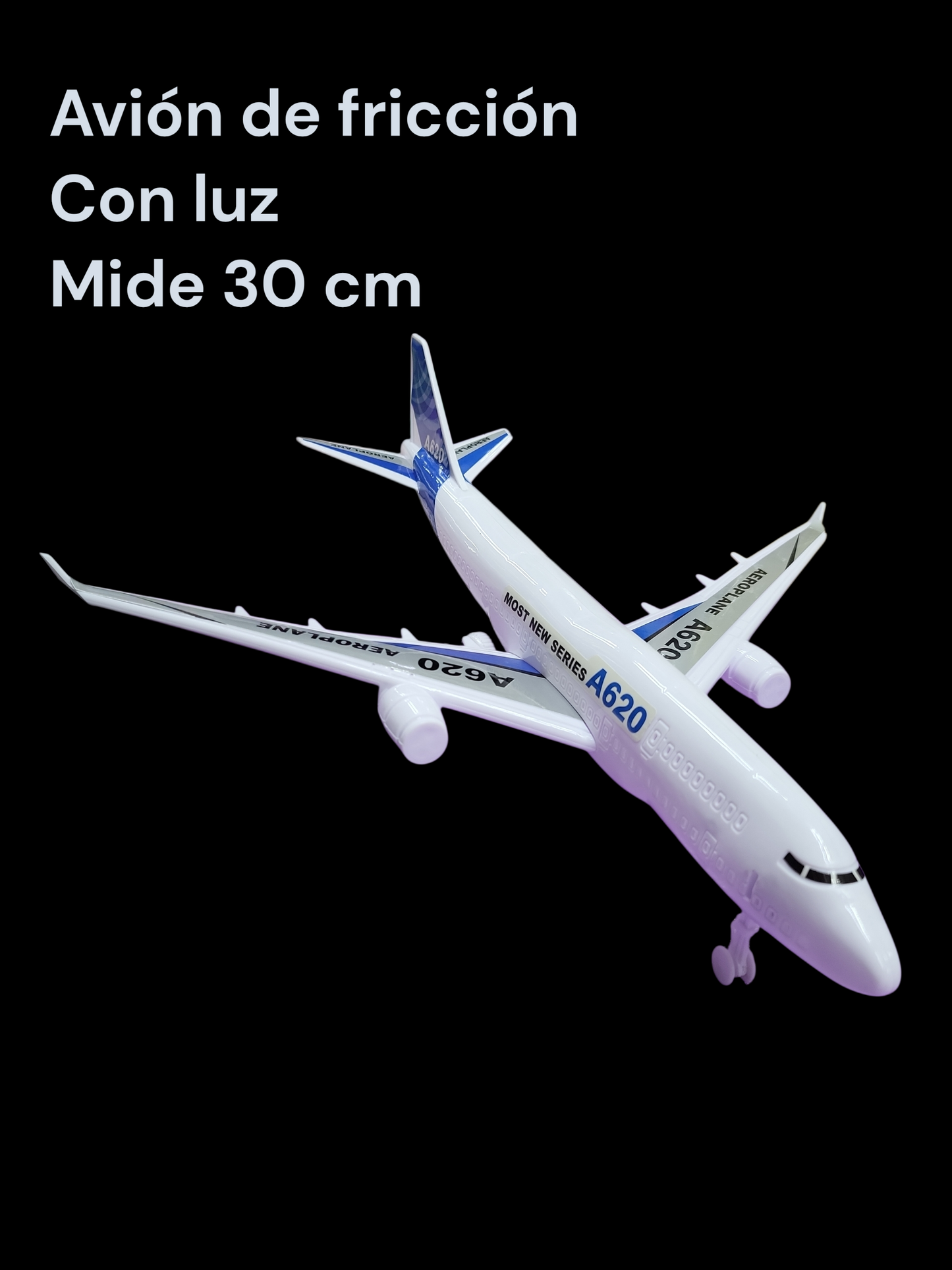 Avion de friccion con luz mediano