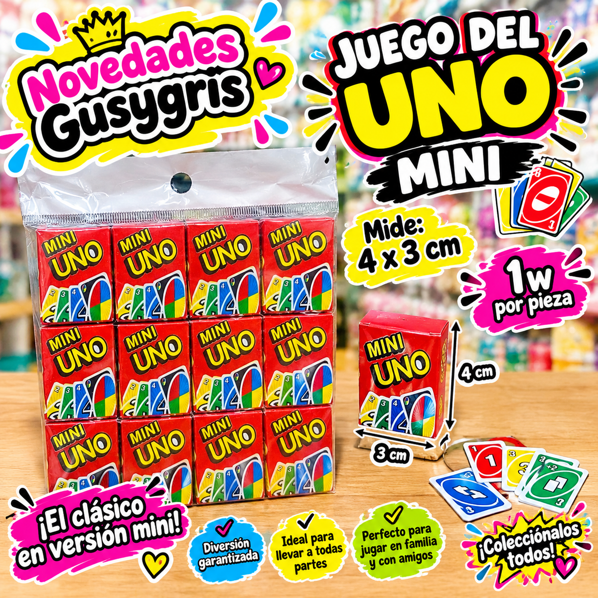 Juego del uno mini con 12 piezas 4x3cm