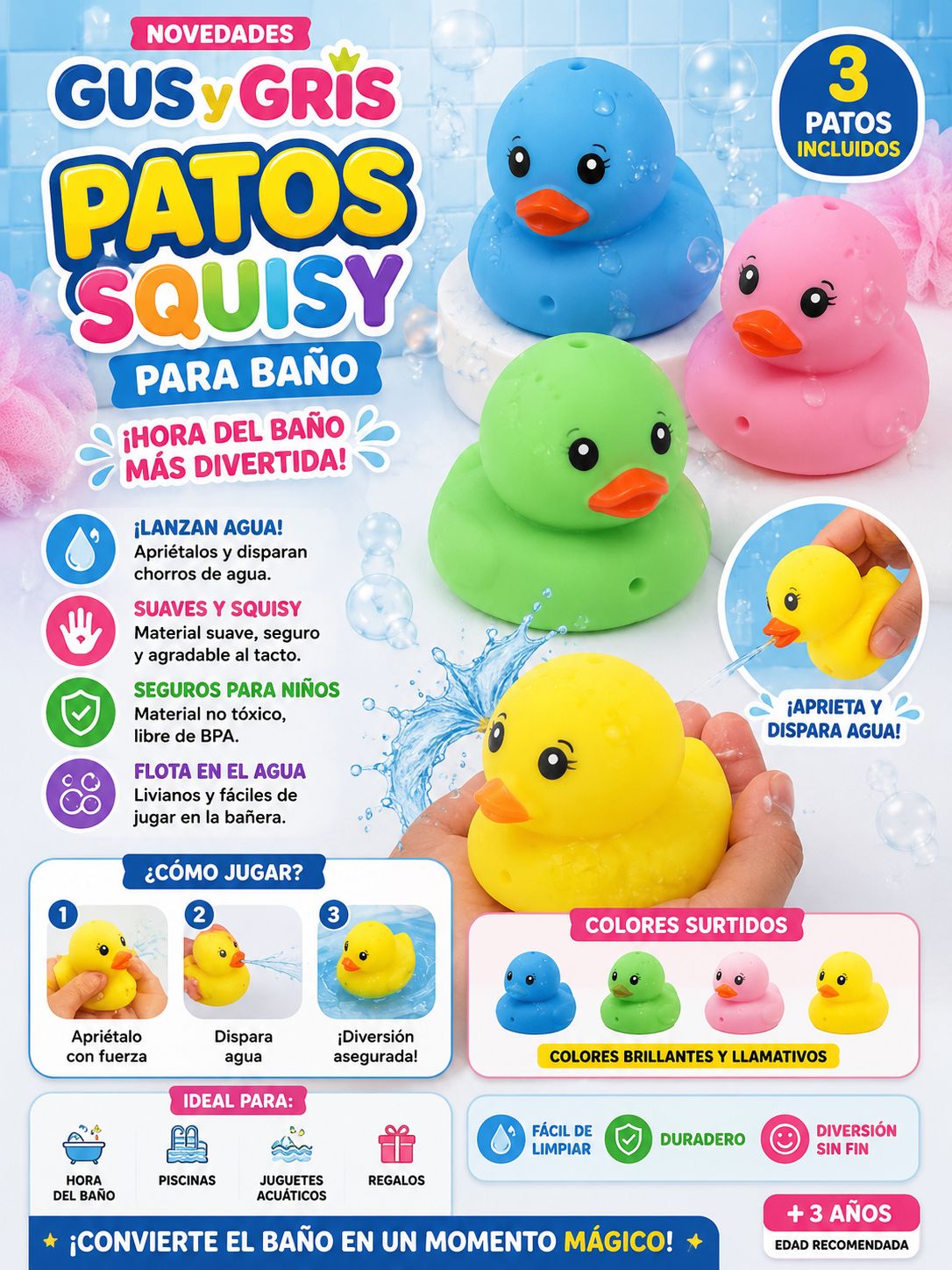 squisy pato bañera con 2