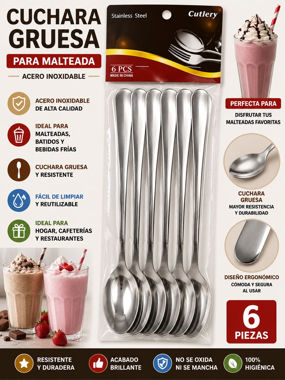 cuchara malteada con 6