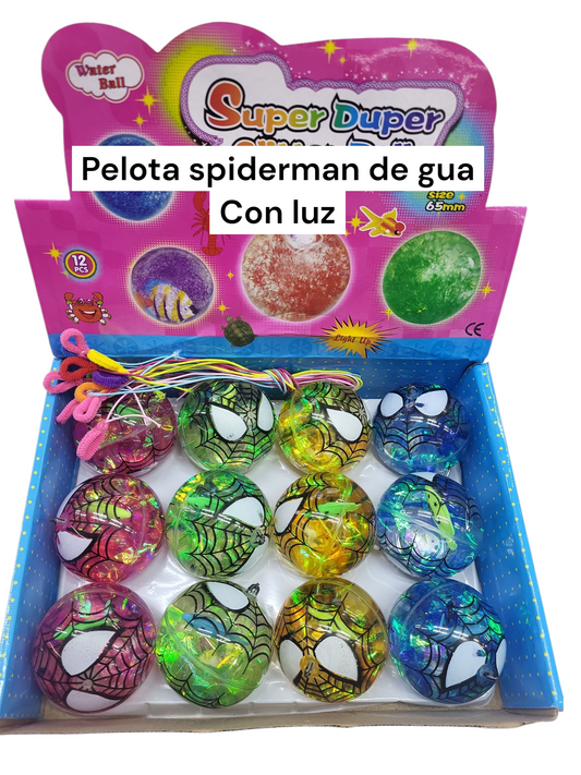 Pelota de agua y luz spiderman 12 piezas tg-4002
