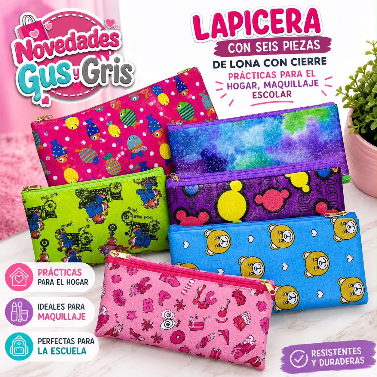 lapicera lona  6 piezas
