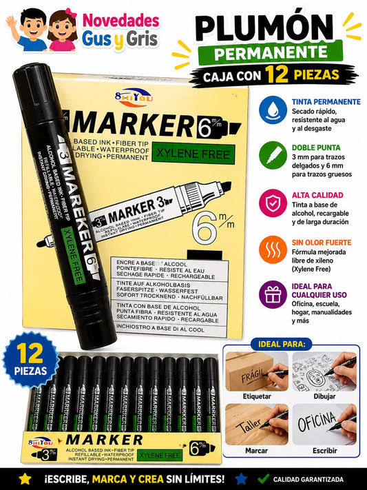 Marcador Caja Blanca Con 12 Ua-3010