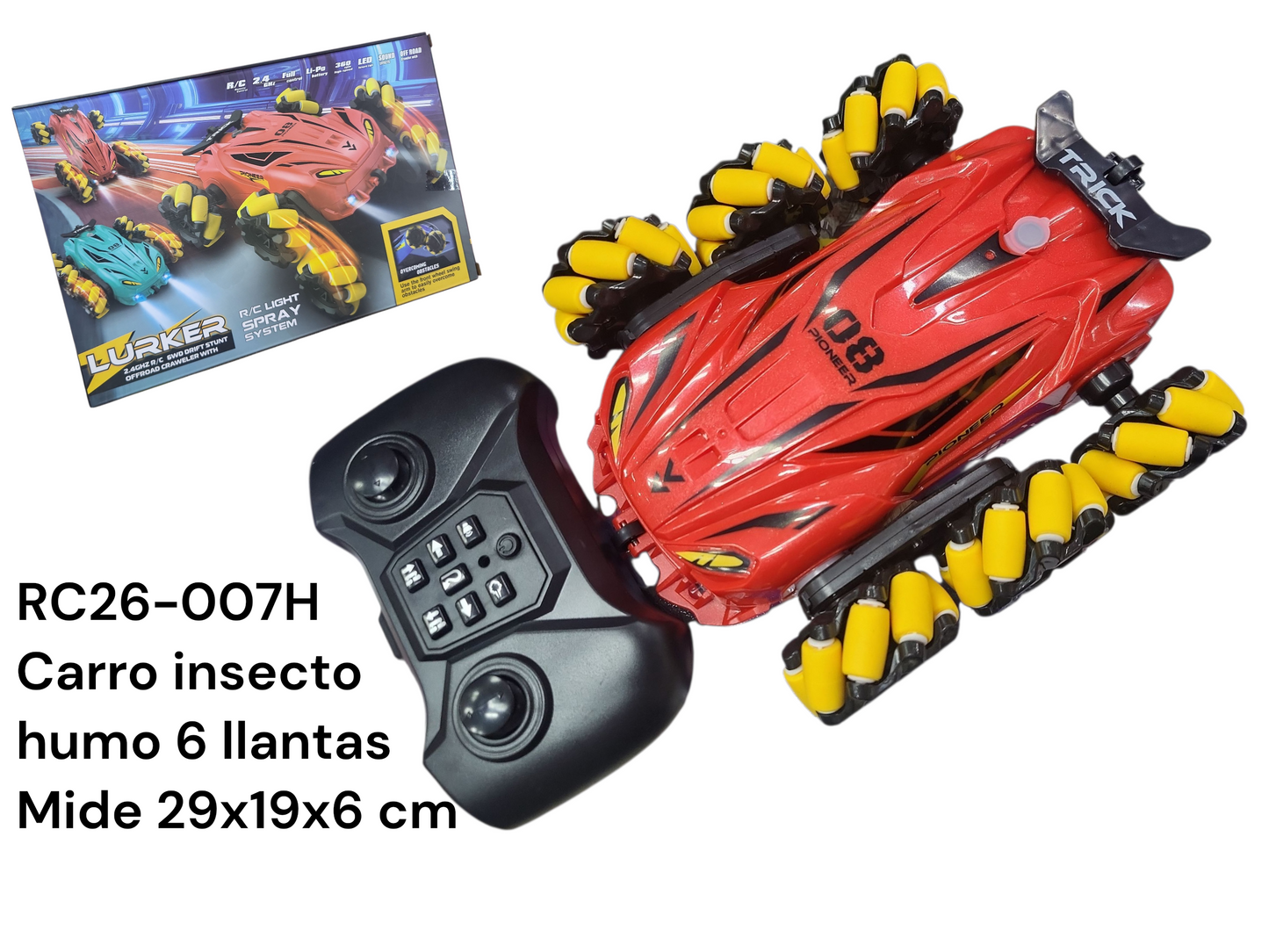 Carro insecto humo 6 llantas RC26-007H