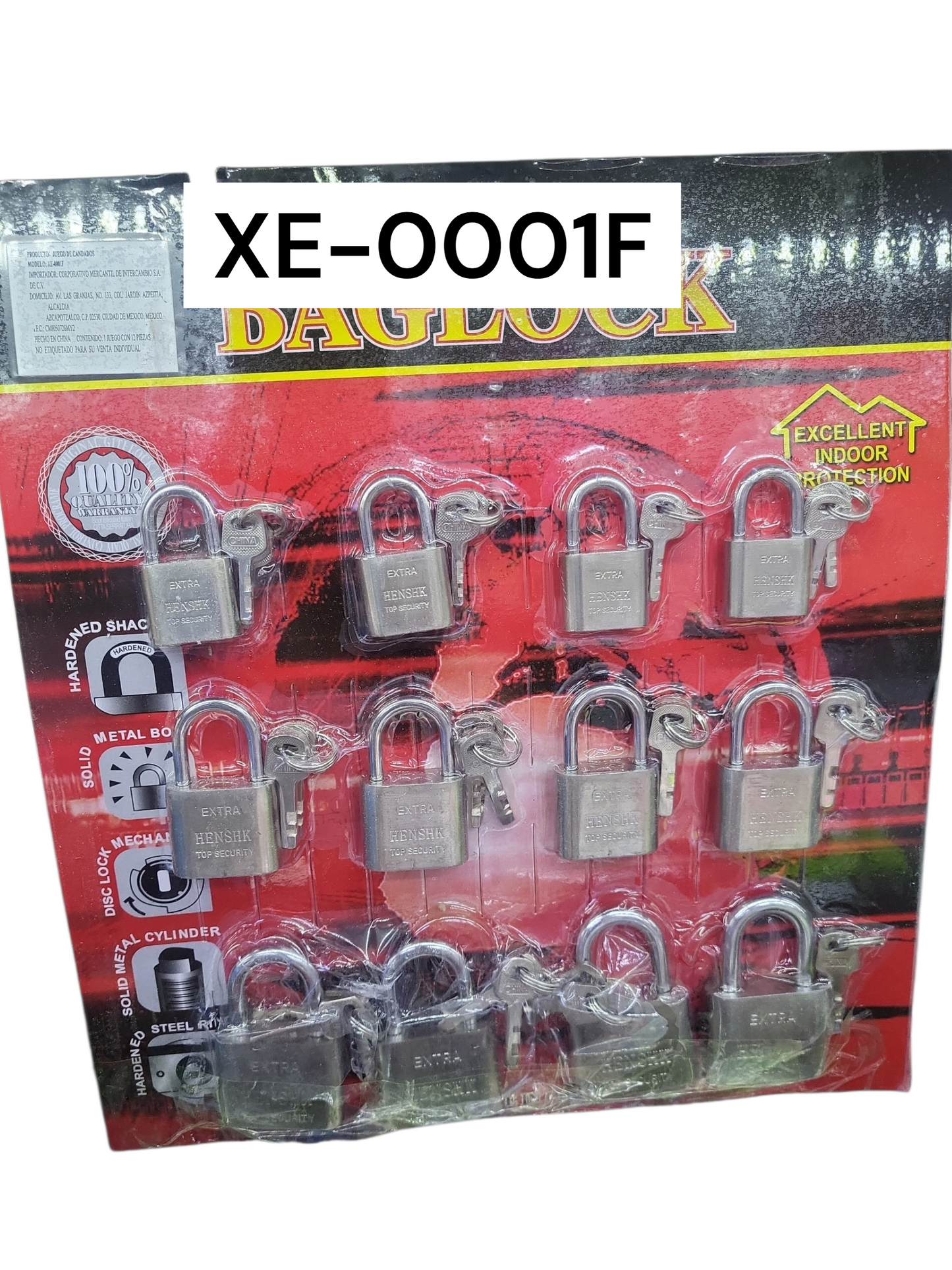 planilla candado plateado con 12 XE-0001F