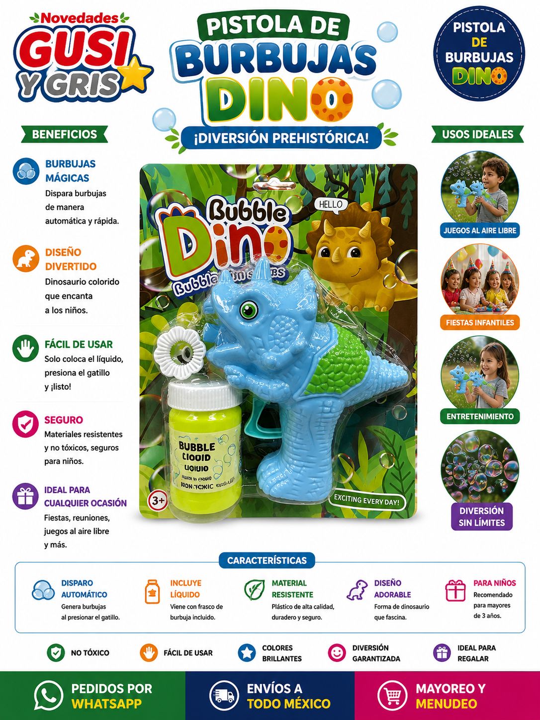 Pistola de Burbuja dinosaurio