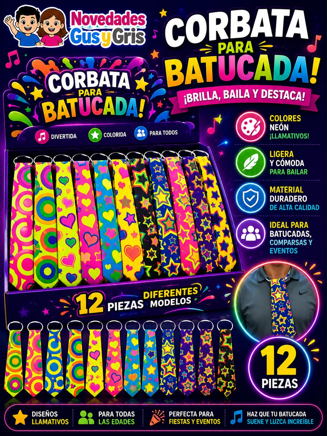 Corbata para batucada con 12pz