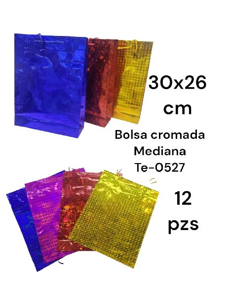 bolsa regalo cromada mediana  con 12 te-0526