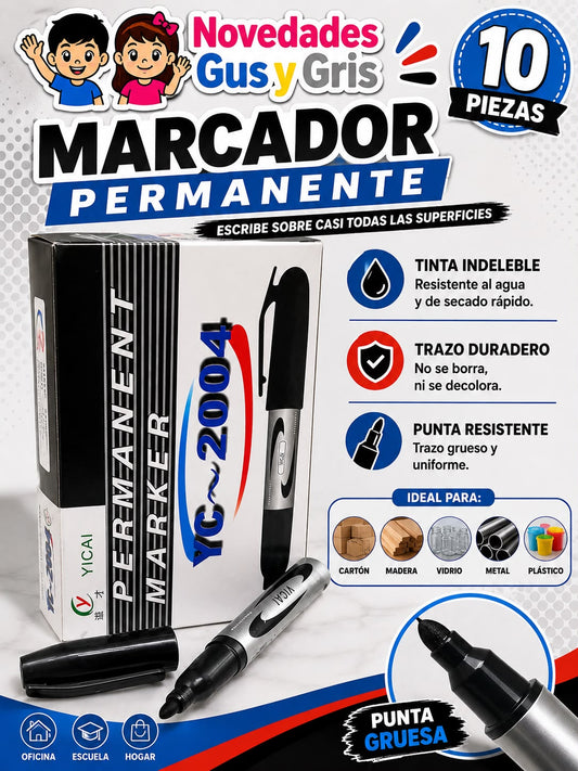 marcador permanente con 10 pzs ua-3001-1