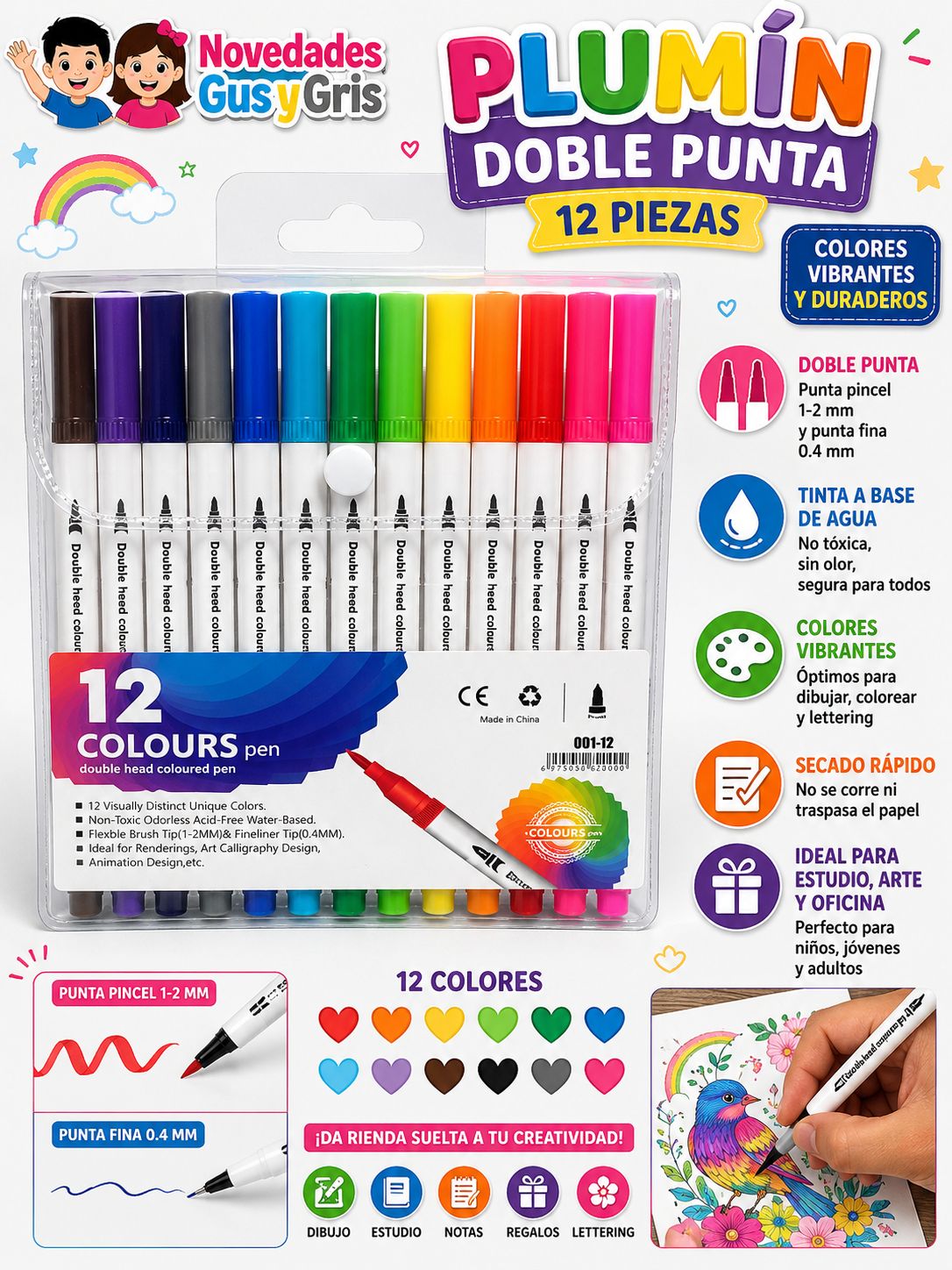 plumin doble punta blanco