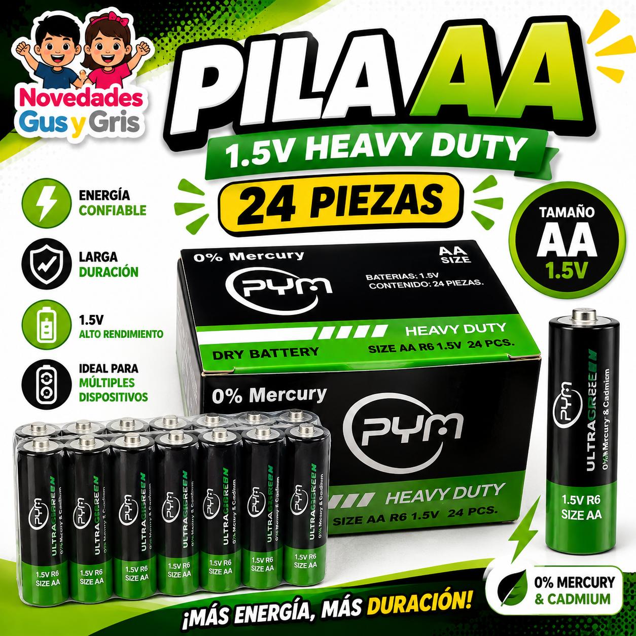 pila PYM  AA con 24 pzs