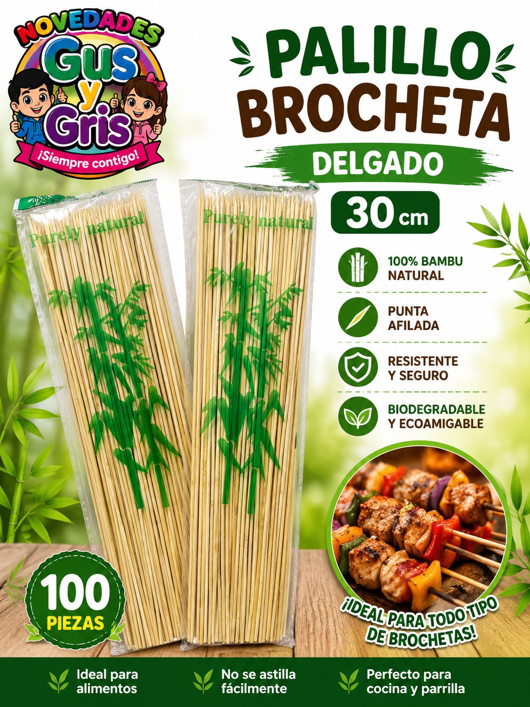 Palillo Brocheta Gran 30CM