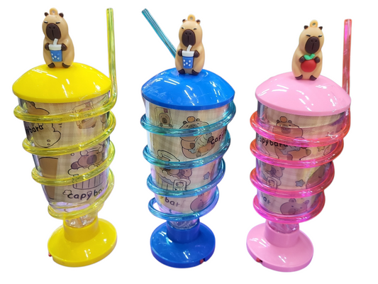 vaso con popote labubu capibara