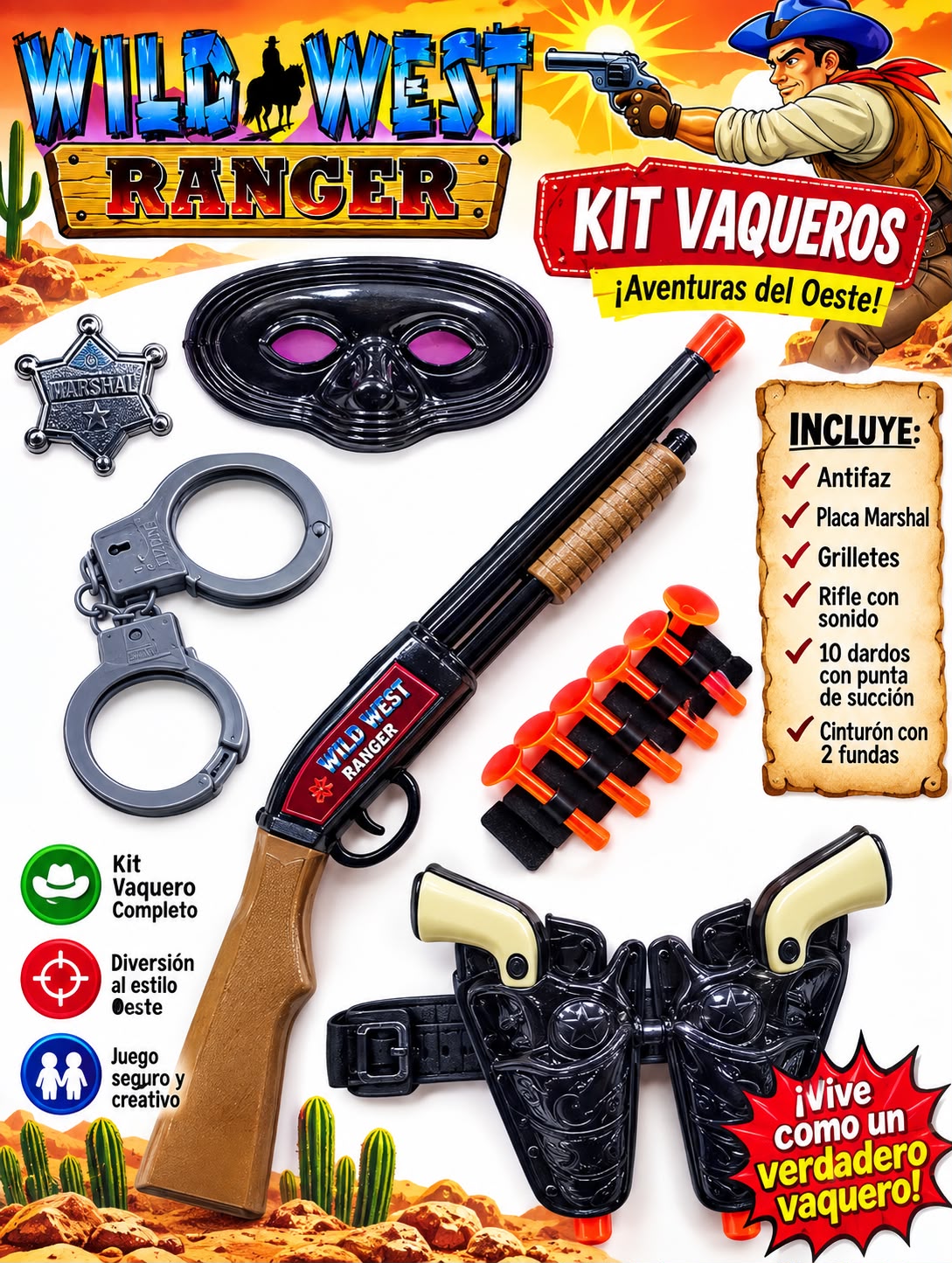 Pistola vaquera blister grande
