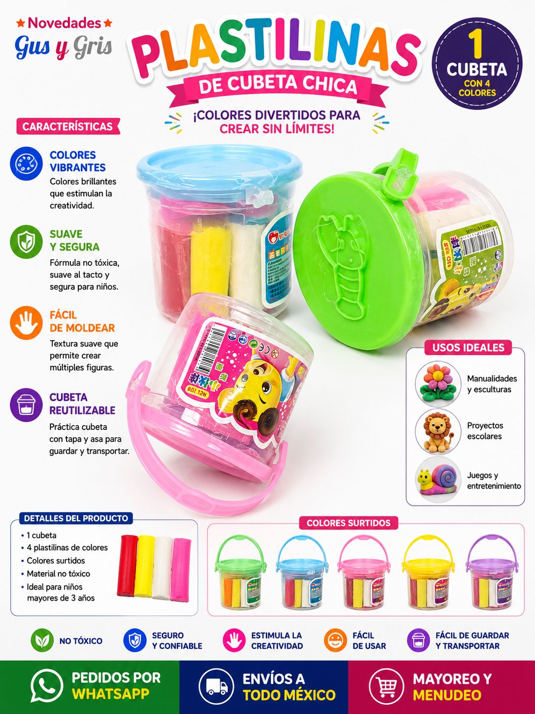Plastilina de cubeta, mini