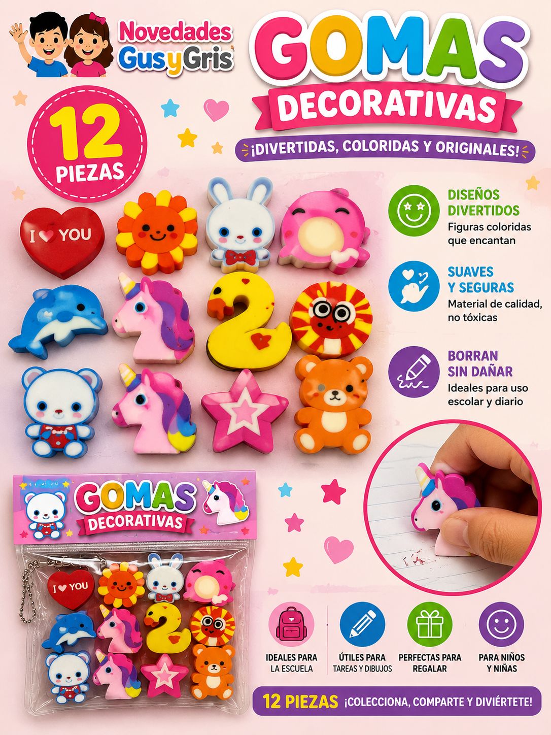 Goma bolsita con 12 pz