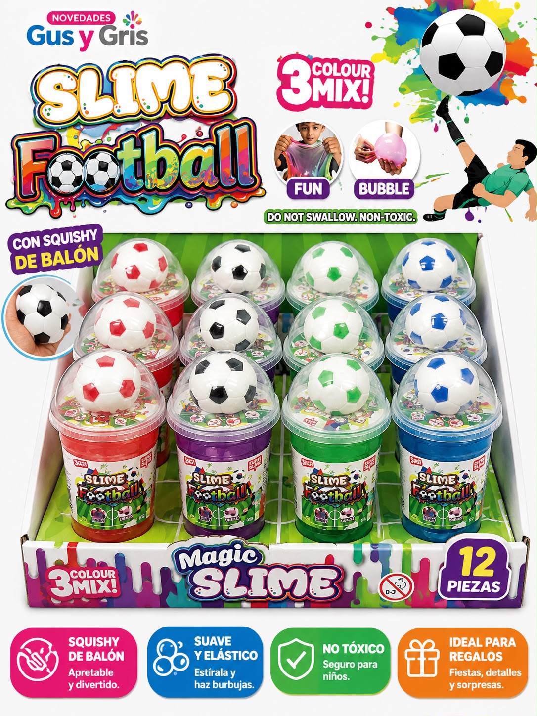 slime frappe balon con 12 piezas