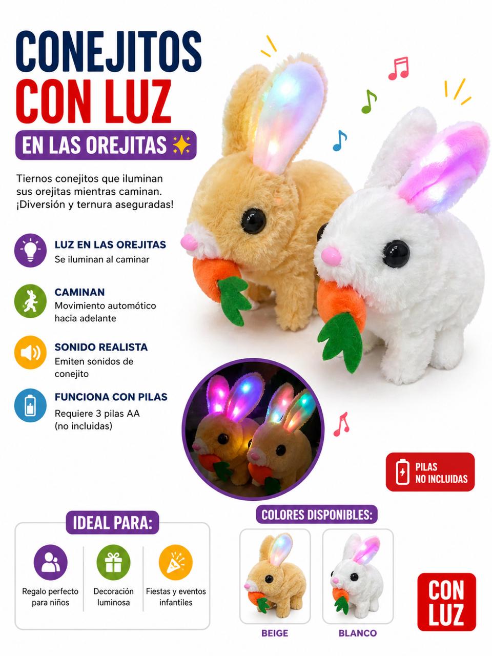Conejos luz en las orejas