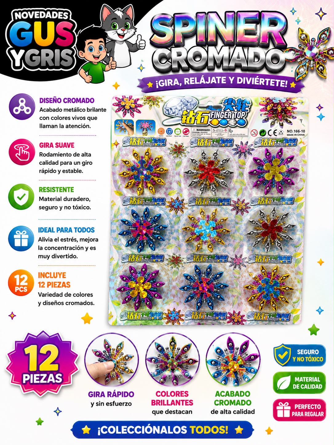 planilla spinner brilloso con 12