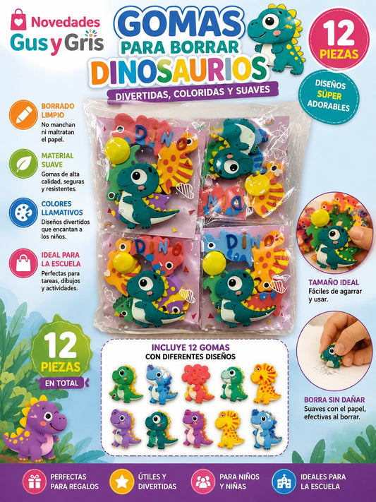 goma bolsa dino con 12 pz ud-1093a-2