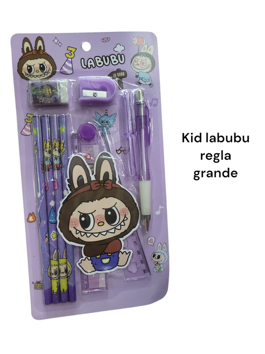 Kit labubu regla grande pluma retractil