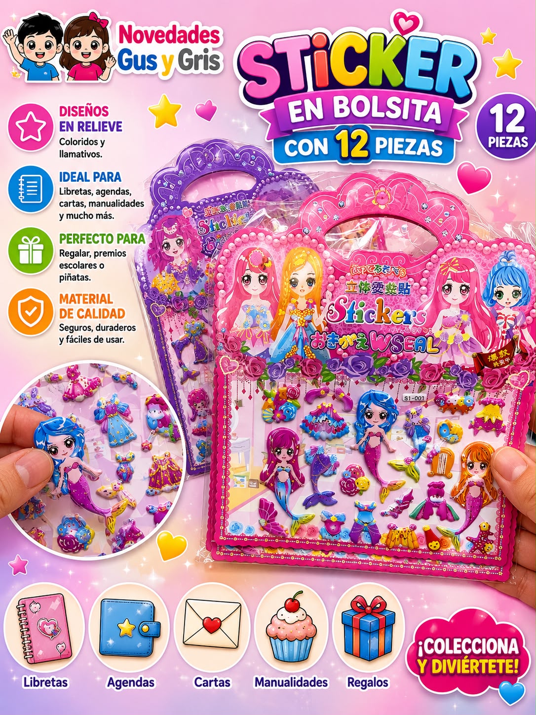 stiker bolsa con 12   pzs sa-0876c-10