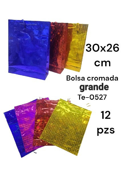 Bolsa regalo cromada grande te-0527