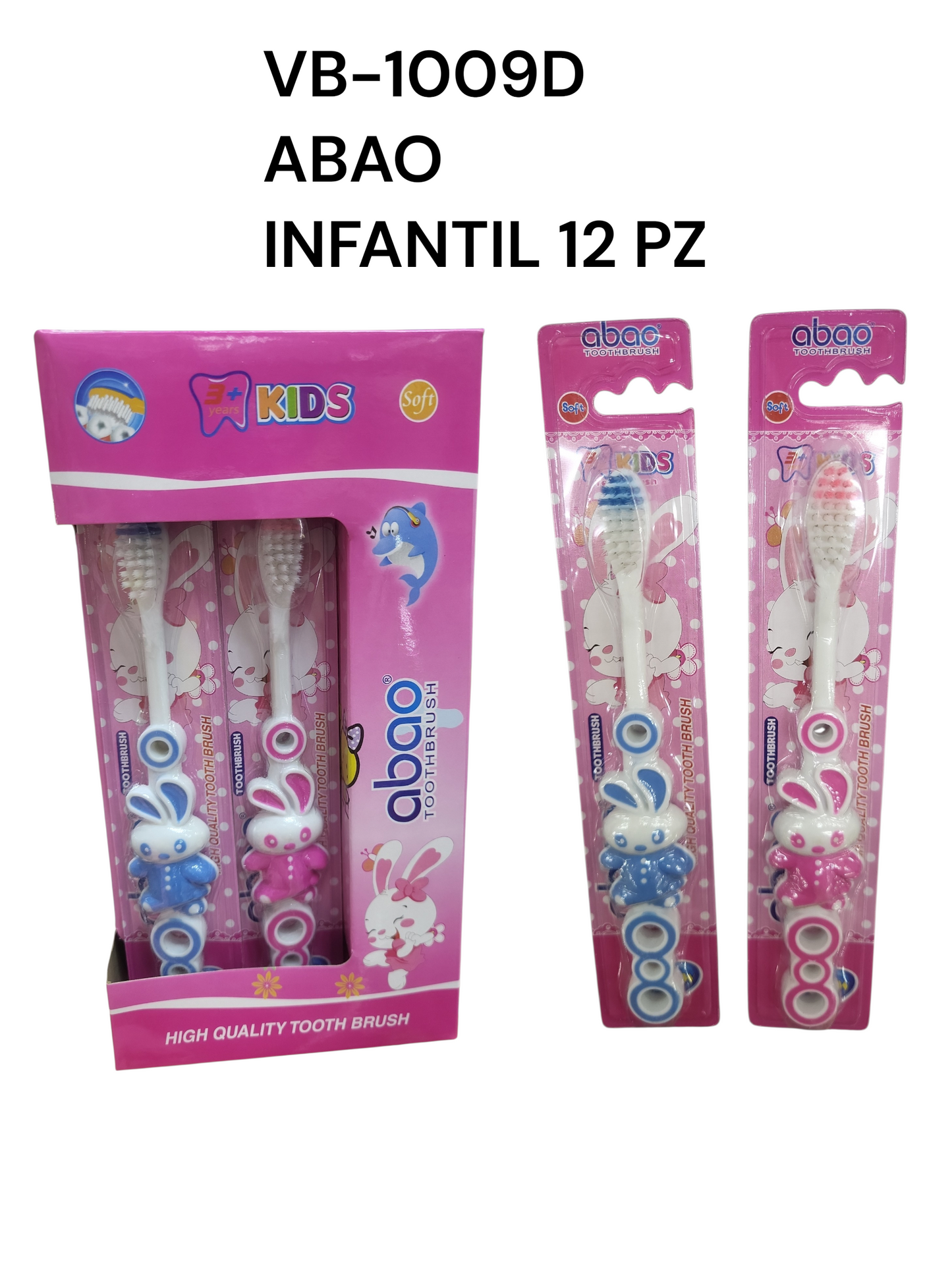 Cepillo de dientes infantil con 12 pz ABAO VB-1009D