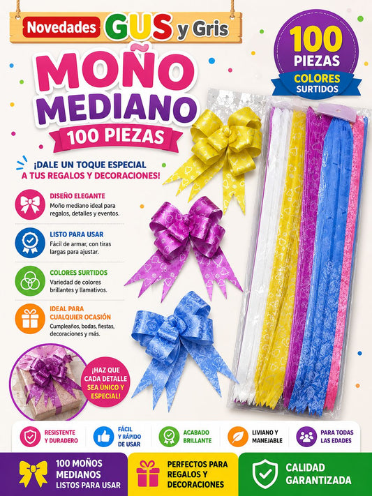 Moño mediano con 100 pz